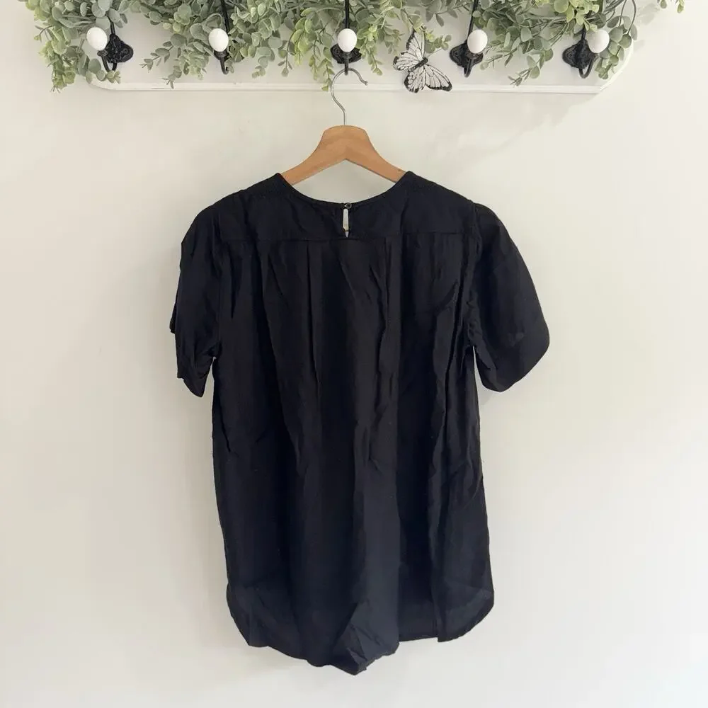 Isabel Marant Black Embroidered Short Sleeve Blouse Size 1 LS - Picture 4 of 4